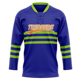 Custom Unisex Blue & Green Pattern Hockey Jersey