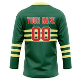 Custom Unisex Kelly Green & Yellow Pattern Hockey Jersey