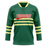 Custom Unisex Kelly Green & Yellow Pattern Hockey Jersey