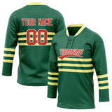 Custom Unisex Kelly Green & Yellow Pattern Hockey Jersey