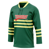 Custom Unisex Kelly Green & Yellow Pattern Hockey Jersey