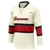 Custom Unisex Cream & Red Pattern Hockey Jersey