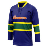 Custom Unisex Blue & Green Pattern Hockey Jersey