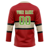 Custom Unisex Red & Cream Pattern Hockey Jersey