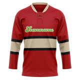 Custom Unisex Red & Cream Pattern Hockey Jersey