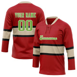 Custom Unisex Red & Cream Pattern Hockey Jersey