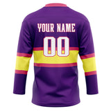 Custom Unisex Purple & Yellow Pattern Hockey Jersey