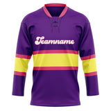 Custom Unisex Purple & Yellow Pattern Hockey Jersey