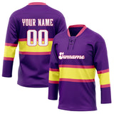 Custom Unisex Purple & Yellow Pattern Hockey Jersey