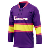 Custom Unisex Purple & Yellow Pattern Hockey Jersey