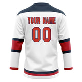 Custom Unisex White & Red Pattern Hockey Jersey