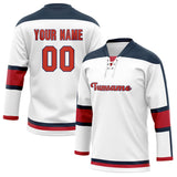 Custom Unisex White & Red Pattern Hockey Jersey