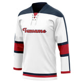 Custom Unisex White & Red Pattern Hockey Jersey