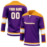 Custom Unisex Purple & Orange Pattern Hockey Jersey