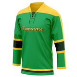 Custom Unisex Green & Yellow Pattern Hockey Jersey