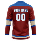 Custom Unisex Crimson & Blue Pattern Hockey Jersey