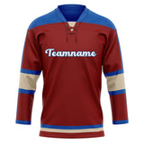 Custom Unisex Crimson & Blue Pattern Hockey Jersey