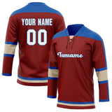 Custom Unisex Crimson & Blue Pattern Hockey Jersey