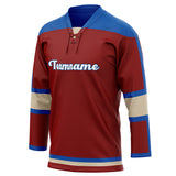 Custom Unisex Crimson & Blue Pattern Hockey Jersey