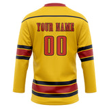 Custom Unisex Gold & Crimson Pattern Hockey Jersey