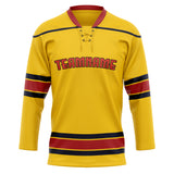 Custom Unisex Gold & Crimson Pattern Hockey Jersey