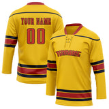 Custom Unisex Gold & Crimson Pattern Hockey Jersey