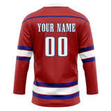 Custom Unisex Crimson & White Pattern Hockey Jersey