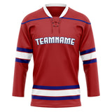 Custom Unisex Crimson & White Pattern Hockey Jersey