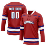 Custom Unisex Crimson & White Pattern Hockey Jersey