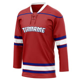 Custom Unisex Crimson & White Pattern Hockey Jersey