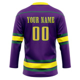 Custom Unisex Purple & Yellow Pattern Hockey Jersey