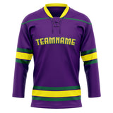 Custom Unisex Purple & Yellow Pattern Hockey Jersey