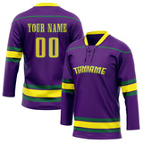 Custom Unisex Purple & Yellow Pattern Hockey Jersey