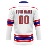 Custom Unisex White & Red Pattern Hockey Jersey