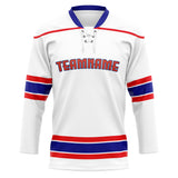 Custom Unisex White & Red Pattern Hockey Jersey