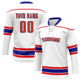 Custom Unisex White & Red Pattern Hockey Jersey