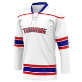 Custom Unisex White & Red Pattern Hockey Jersey