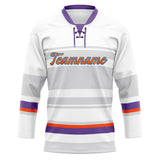 Custom Unisex White & Gray Pattern Hockey Jersey