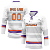 Custom Unisex White & Gray Pattern Hockey Jersey