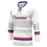 Custom Unisex White & Gray Pattern Hockey Jersey