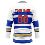 Custom Unisex White & Royal Pattern Hockey Jersey