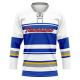 Custom Unisex White & Royal Pattern Hockey Jersey