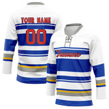 Custom Unisex White & Royal Pattern Hockey Jersey