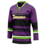 Custom Unisex Purple & Black Pattern Hockey Jersey