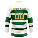 Custom Unisex White & Green Pattern Hockey Jersey