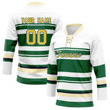 Custom Unisex White & Green Pattern Hockey Jersey