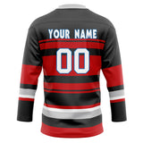 Custom Unisex Gray & Red Pattern Hockey Jersey