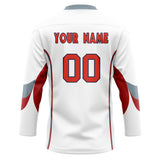 Custom Unisex White & Crimson Pattern Hockey Jersey