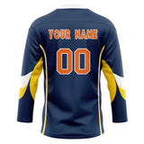 Custom Unisex Navy & Yellow Pattern Hockey Jersey