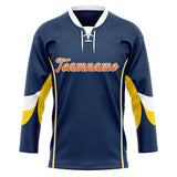 Custom Unisex Navy & Yellow Pattern Hockey Jersey